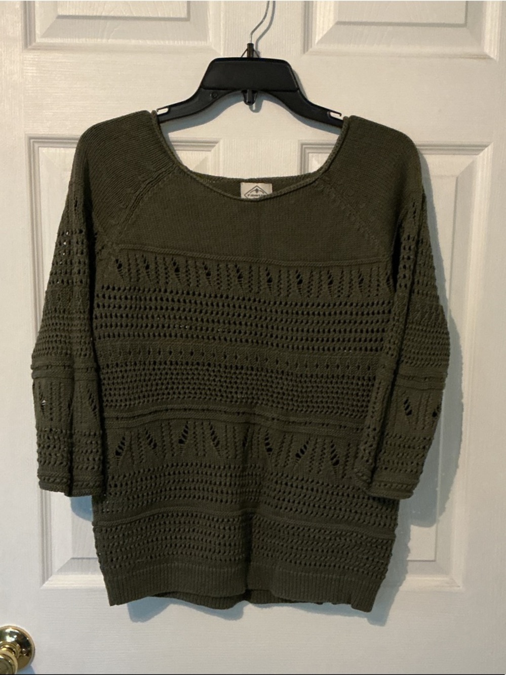 Women's Olive Green Open-Knit Sweater